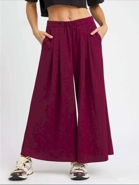 Umgee Wide-Leg Palazzo Pants in Burgundy Wine